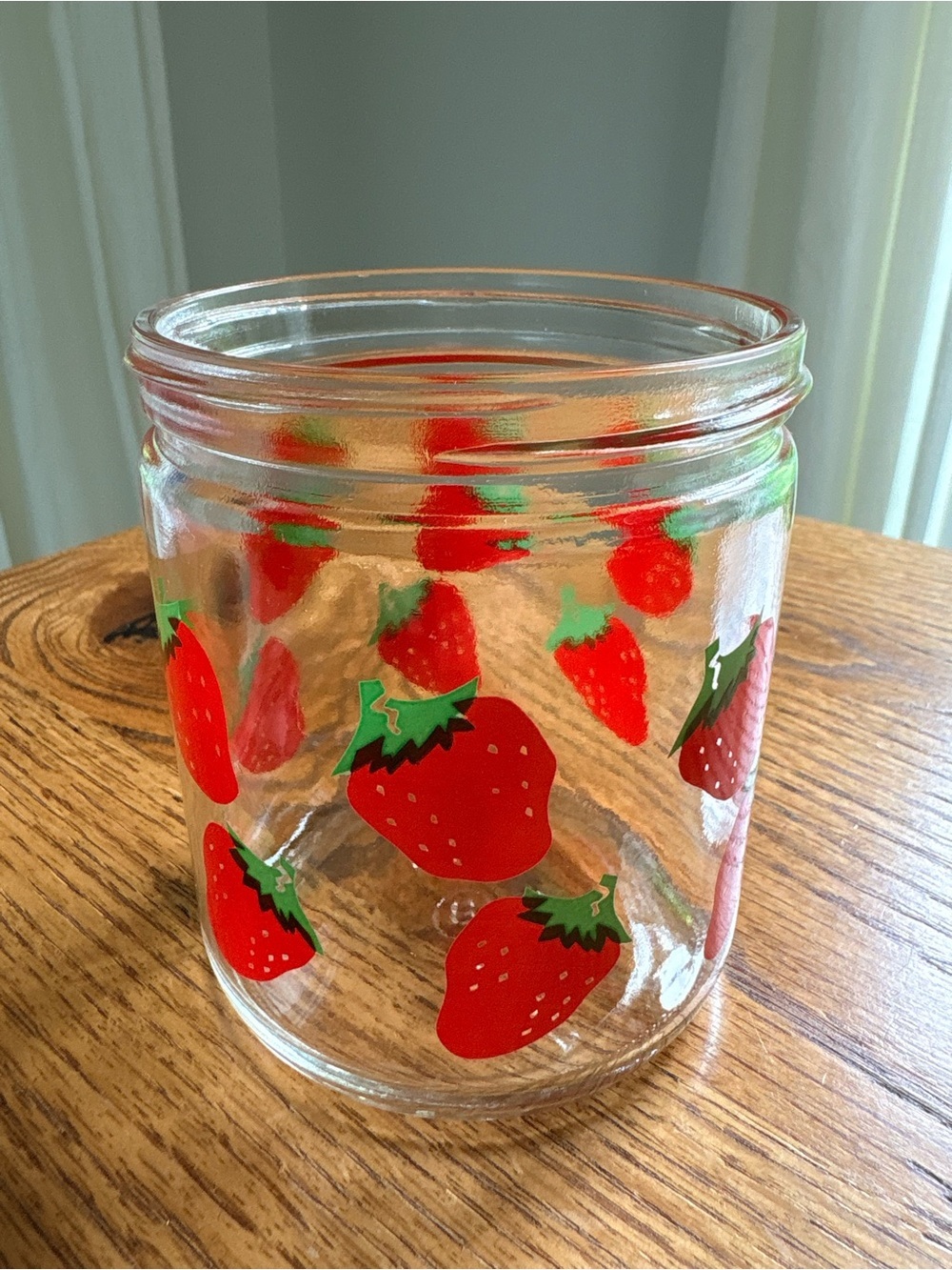 Vintage Red Strawberry Glass Storage Jar with Lid ~14 ozs. - Picture 10 of 13